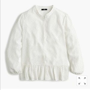 J.Crew Silk Peplum Top in Polka Dot